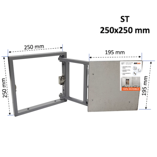 Inspection Door Magnetic Push Under Ceramic Tiles Steel Access Panel  BAULuke ST25x25