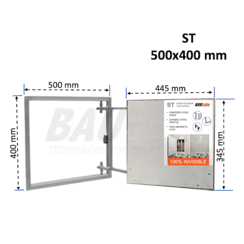 Inspection Door Magnetic Push Under Ceramic Tiles Steel Access Panel  BAULuke ST50x40
