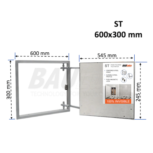 Inspection Door Magnetic Push Under Ceramic Tiles Steel Access Panel BAULuke ST60x30
