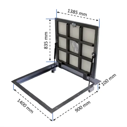 Grindų liukas plytelėms BAULuke G90x140P